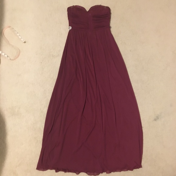 Burgundy Strapless Prom Dress - Picture 5 of 6